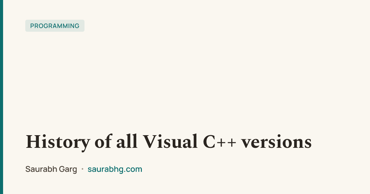 History of all Visual C++ versions — Saurabh Garg